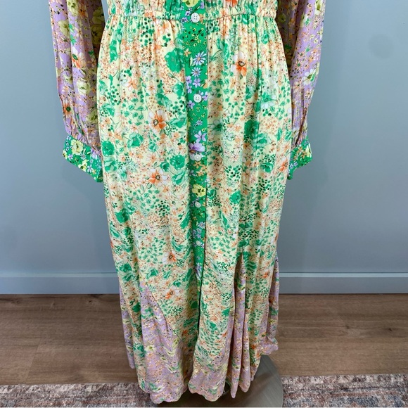 NWOT Stunning Loft Godet Pastel Floral Maxi Shirt Dress Cottagecore Romantic Sm. - Picture 5 of 12